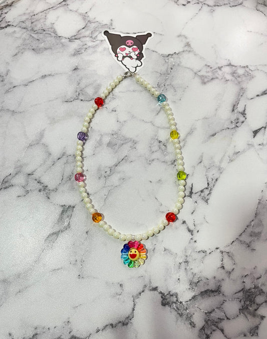 Murakami Flower Necklace (with Pearls)
